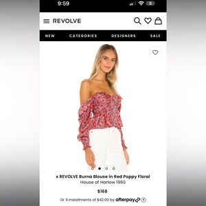Revolve house of Harlow red poppy floral blouse